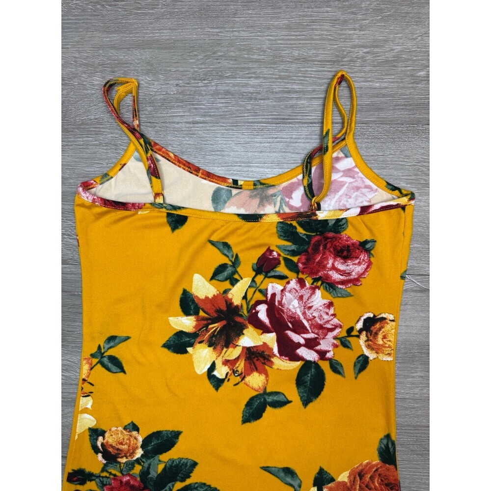 Fashion Nova Yellow Floral Midi Dress Side Slit Bodycon Size Small - Picture 4 of 5